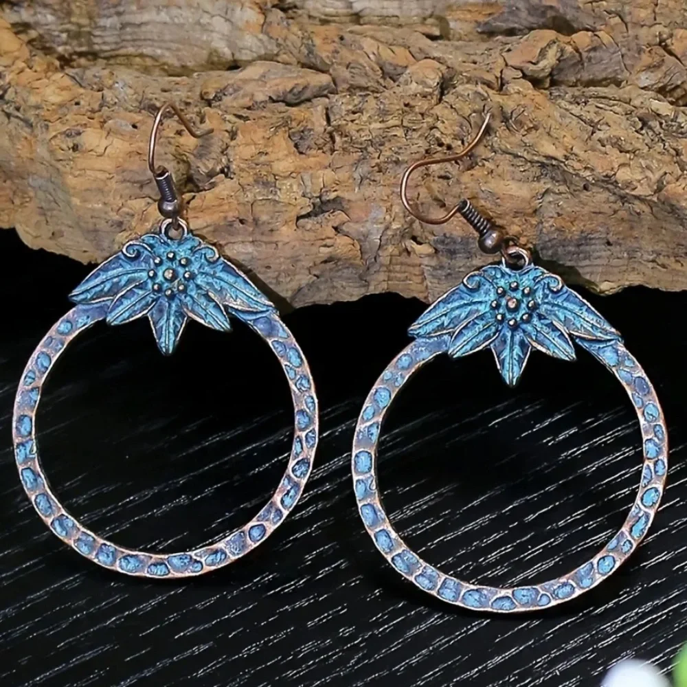7 Pairs Turquoise Boho Rustic Geometric Earrings